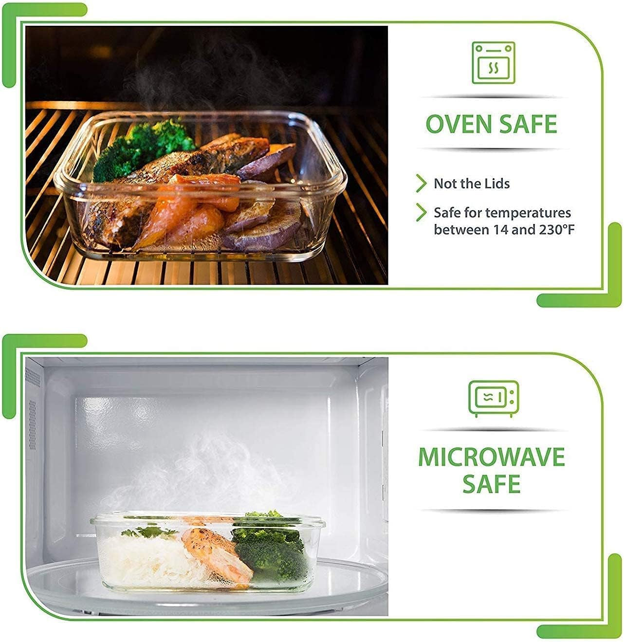5-Pack Airtight Glass Meal Prep Containers - Reusable Food Storage with Lids (880ml, 1 Compartment)