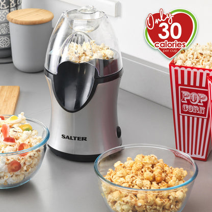 Healthy Hot Air Popcorn Maker - Salter® 1200W Electric Popper in Grey/Black