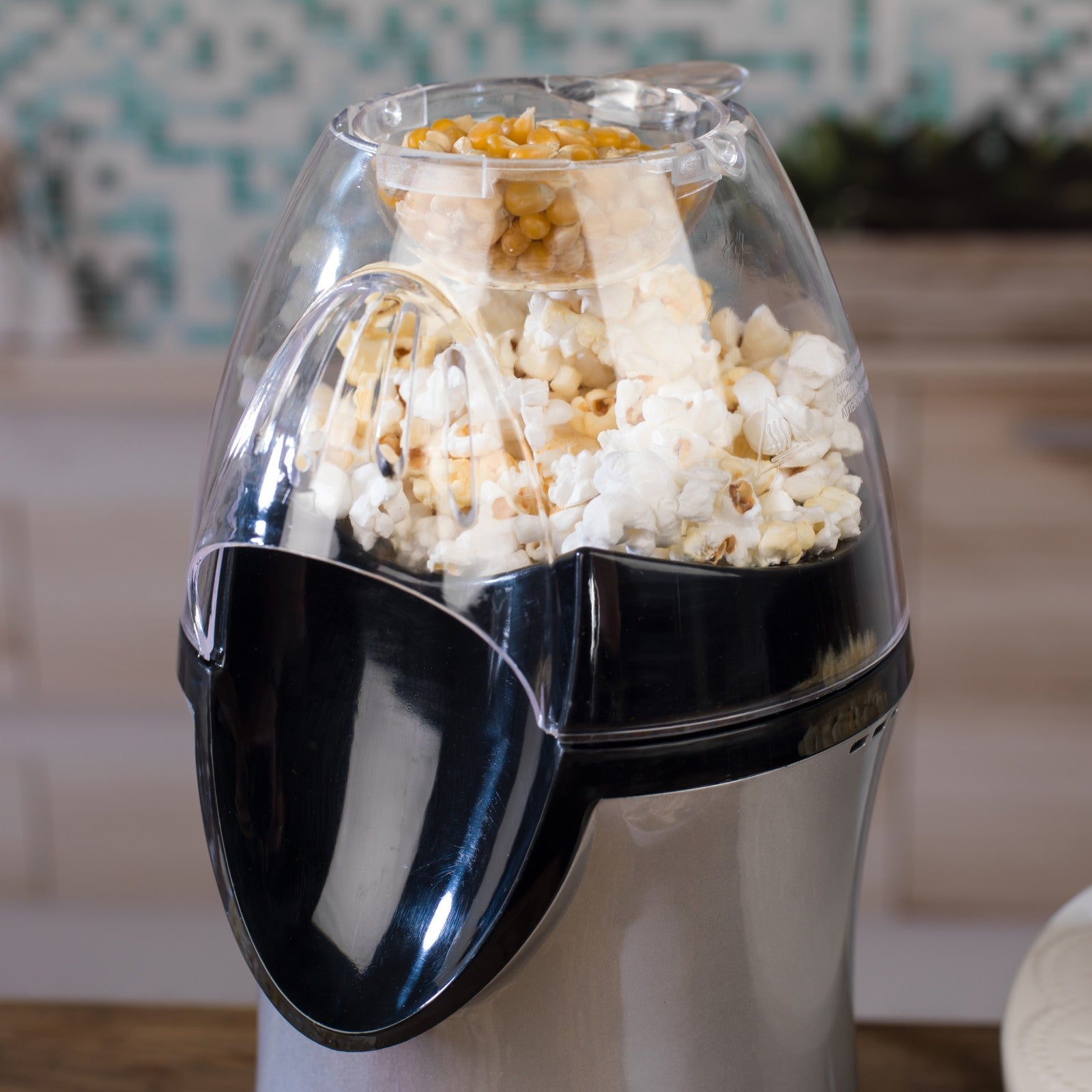 Healthy Hot Air Popcorn Maker - Salter® 1200W Electric Popper in Grey/Black