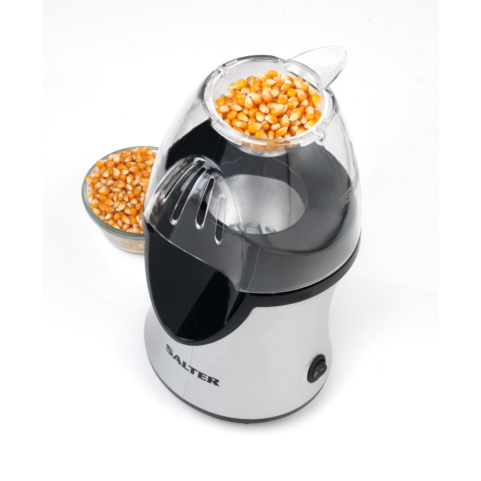 Healthy Hot Air Popcorn Maker - Salter® 1200W Electric Popper in Grey/Black